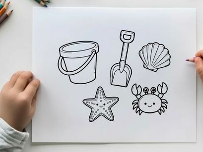 Beach summer toys set flat design vector illustration
