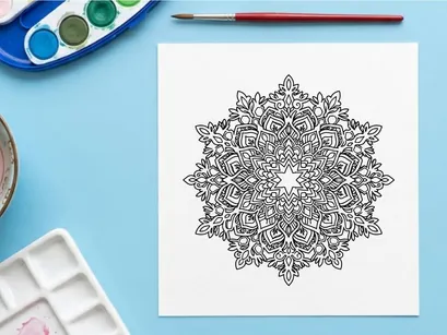 Ilustração intrincada de floco de neve mandala de Natal para decoração festiva e páginas para colorir