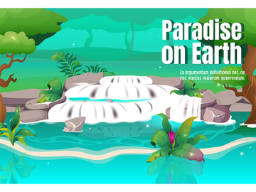 Paradise on Earth poster flat vector template preview picture