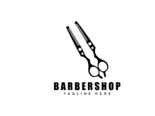 Scissors Logo Design, Barbershop Shaver Vector, Babershop Scissors Brand Illustration