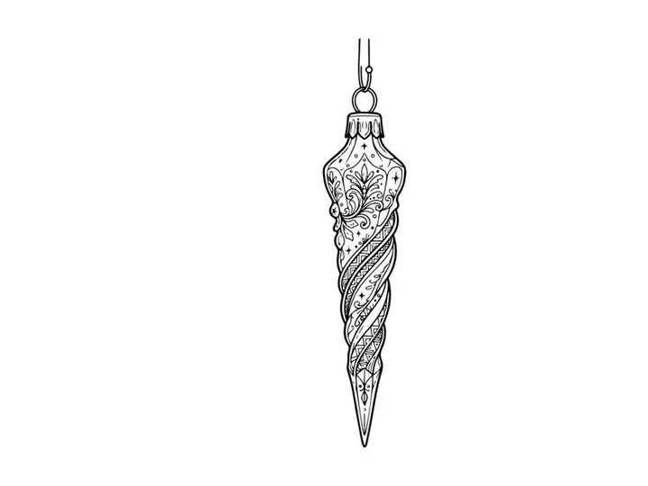 Christmas icicle ornament line art drawing for holiday season festive decoration design.