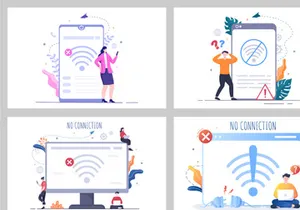 12 Lost Wireless Connection Vector Illustration