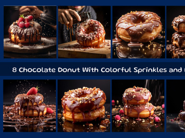Chocolate Donut With Colorful Sprinkles and Berries preview picture