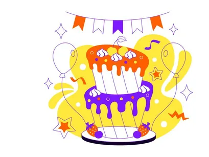 4 Birthday Cake Vector Illustration