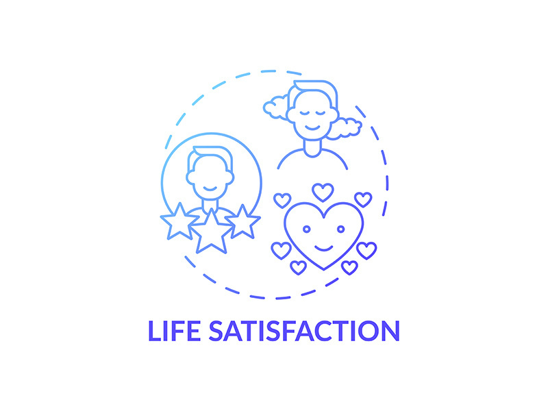 Life satisfaction blue gradient concept icon
