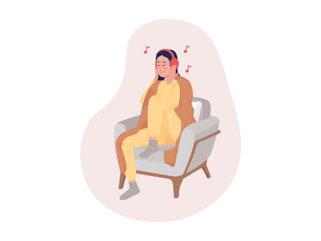 Girl listening music vector isolated illustration preview picture