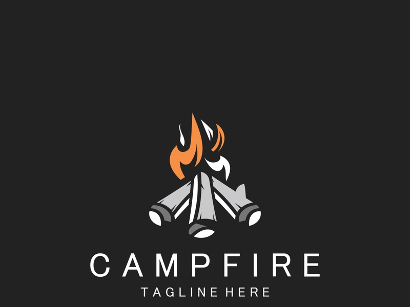 Campfire logo Vintage adventure Wildlife design camping wood fire