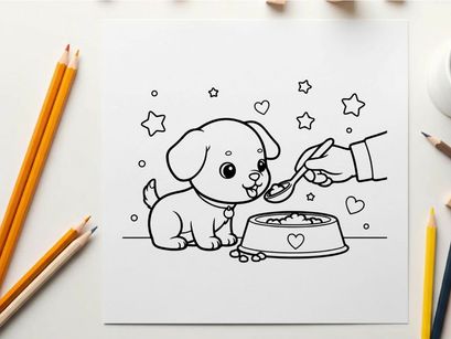 Cute dog eating ice cream vector illustration flat design