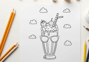Cute ice cream sundae with glasses vector illustration