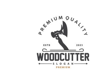 Ax Logo, Wood Cutting Tool Black Silhouette, Lumberjack Vector preview picture
