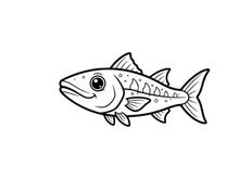 Cartoon tuna fish swimming vector illustration flat design