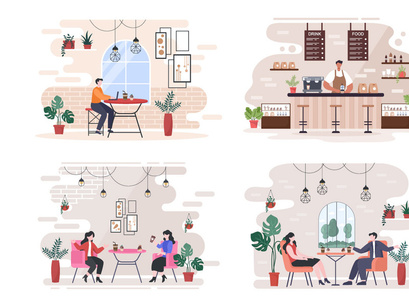 19 Cafe or Coffee Shop Illustration