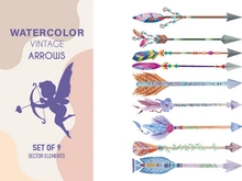 Tribal Arrow Collection, Vintage arrows colored set