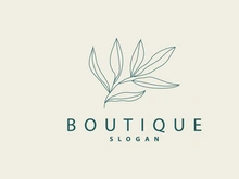 Leaf Line Logo, Beautiful Hand Drawn Design