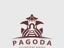 Pagoda culture logo vintage design illustration, temple heritage building vector
