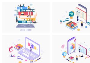 14 Online Library Digital Education Illustration