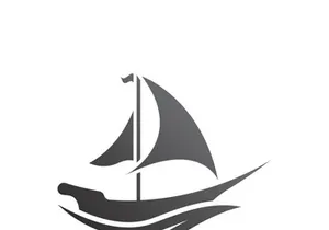 Sailboat boat on sea ocean wave with logo design simple ship