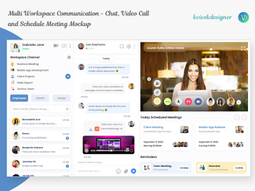 Multi Workspace Communication - Chat, Video Call and Schedule Meeting Mockup preview picture