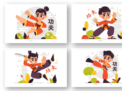 9 Kung Fu Chinese Sport Illustration