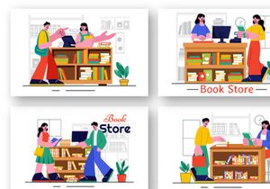 9 Bookstore and Library Illustration