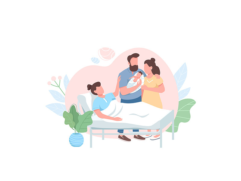 Surrogate mom with heterosexual couple flat color vector faceless character