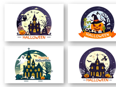 14 Halloween Night Background Illustration