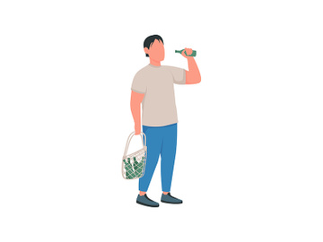 Alcoholic flat color vector faceless character preview picture