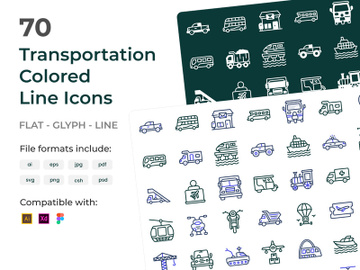 Pack of Transport Colored Line icons preview picture