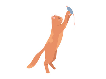 Cat playing with mouse semi flat color vector character preview picture