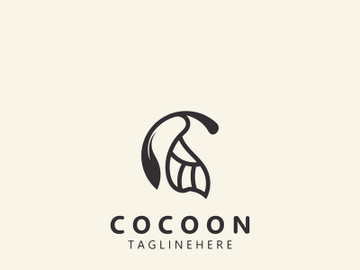 Cocoon logo Butterfly silkworm symbol. Illustration caterpillar animal template design preview picture
