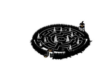 Silhouette of a person standing in a mysterious maze with pyramids silhouette preview picture