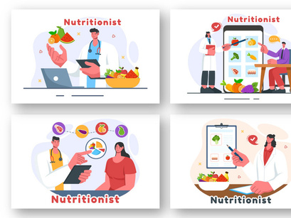 9 Nutritionist Vector Illustration