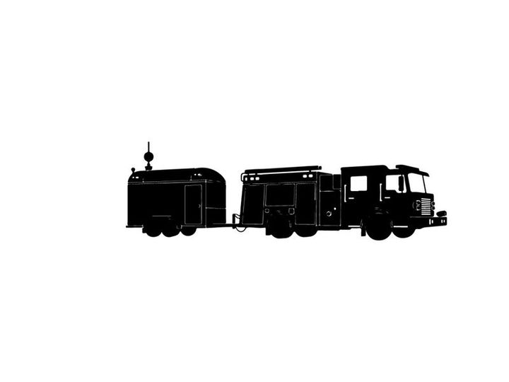 Silhouette of a large truck with trailer