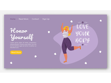 Honor yourself landing page vector template preview picture